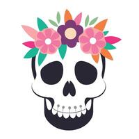 Skull with flowers on white background vector
