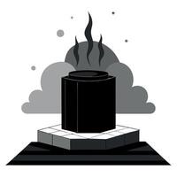 A black and white illustration of a black box with smoke coming out of it vector