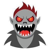 A cartoon vampire with red eyes and fangs vector