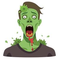 Zombie man with open mouth and blood on his face vector