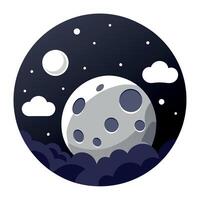 Moon and clouds in the night sky illustration vector