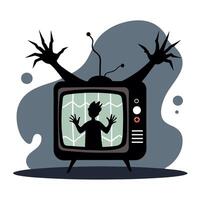 A cartoon television with a man on it vector