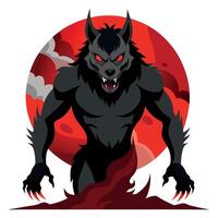 A werewolf with red eyes and claws vector