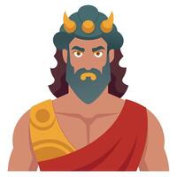 The god of the underworld, neptune, is depicted in a flat style vector
