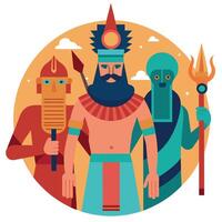 un ilustración de Tres antiguo egipcio Dioses vector