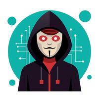 Anonymous hacker with hoodie and red eyes vector