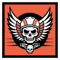 A skull with wings and a skull on a red background vector
