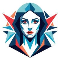 A woman with red eyes and a geometric design vector