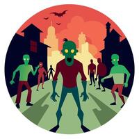 Zombie walking in the street illustration vector