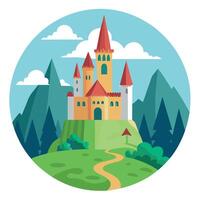 Fairy tale castle in the forest illustration vector