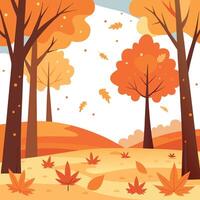 Autumn landscape with trees and leaves vector