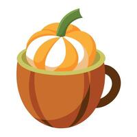 A pumpkin in a cup on a white background vector