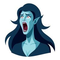 A cartoon female vampire with her mouth open vector