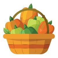 A basket full of peppers on a white background vector