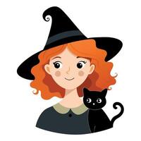 A cartoon witch with a black cat vector