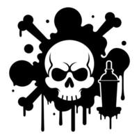 A skull and a bottle of paint with a skull on it vector