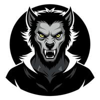 The wolf mascot head with yellow eyes vector