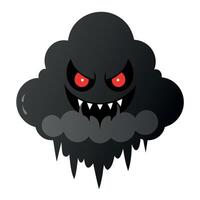 A black cloud with red eyes and a red tongue vector