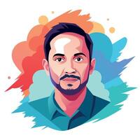 A man with a beard and mustache in front of a colorful background vector