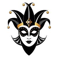 A black and gold jester mask on a white background vector