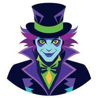 The joker in a top hat and purple suit vector