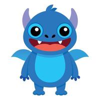 A cartoon blue dragon with big eyes and big teeth vector