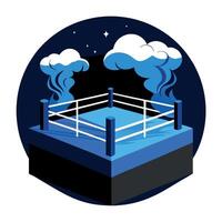 A boxing ring with smoke coming out of it vector