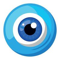 An eye icon with a blue background vector