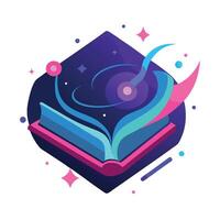 An open book with a star and a galaxy on it vector