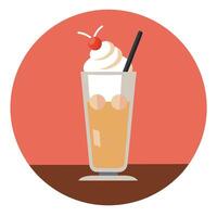 An illustration of an ice cream sundae with whipped cream and a cherry on top vector