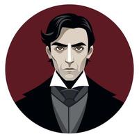 A man in a black suit with a red tie vector
