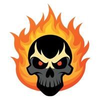 A skull with flames on it vector