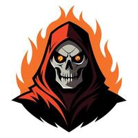 A grim skull with fire in his eyes vector