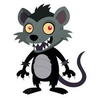 A cartoon rat with big teeth and red eyes vector
