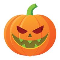 Halloween pumpkin with evil face on white background vector