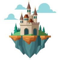 Castle on an island illustration vector