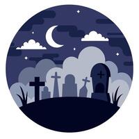 A graveyard with tombstones and moon in the night vector