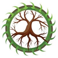A tree with roots in a circle vector