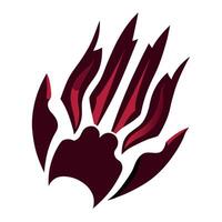 A red and black claw hand with a white background vector