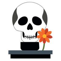 Skull with flower vector