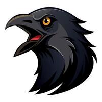 A black raven head with open mouth vector