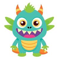Cartoon monster with big eyes and horns illustration vector