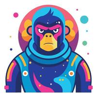 An illustration of a monkey in space vector