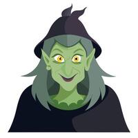 A cartoon witch with green eyes and a hat vector