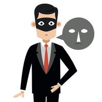 A man in a suit and mask is standing with a mask on his face vector