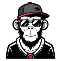 Monkey wearing sunglasses and a cap vector