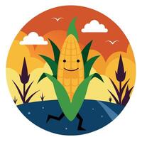 Corn running in the field illustration vector