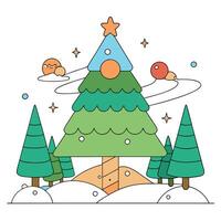 Abstract Fantasy Christmas tree in the forest. fantasy scenery vector