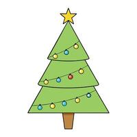 Abstract illuminated christmas tree covered in bright glowing lights. vector