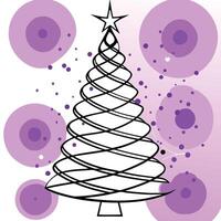 Abstract magical christmas tree with pink and violet bokeh background vector